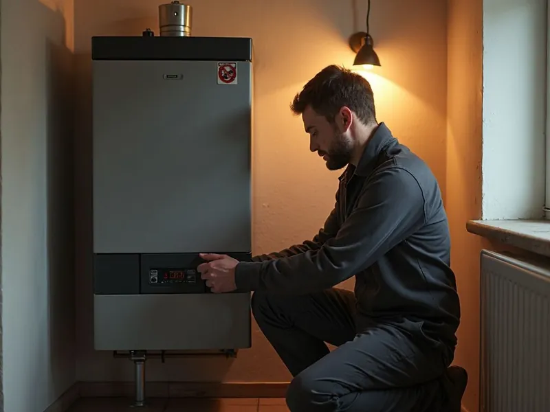 Ölheizung Notdienst: Fachkraft stellt den Ölbrenner im Heizungskeller ein – Drochtersen